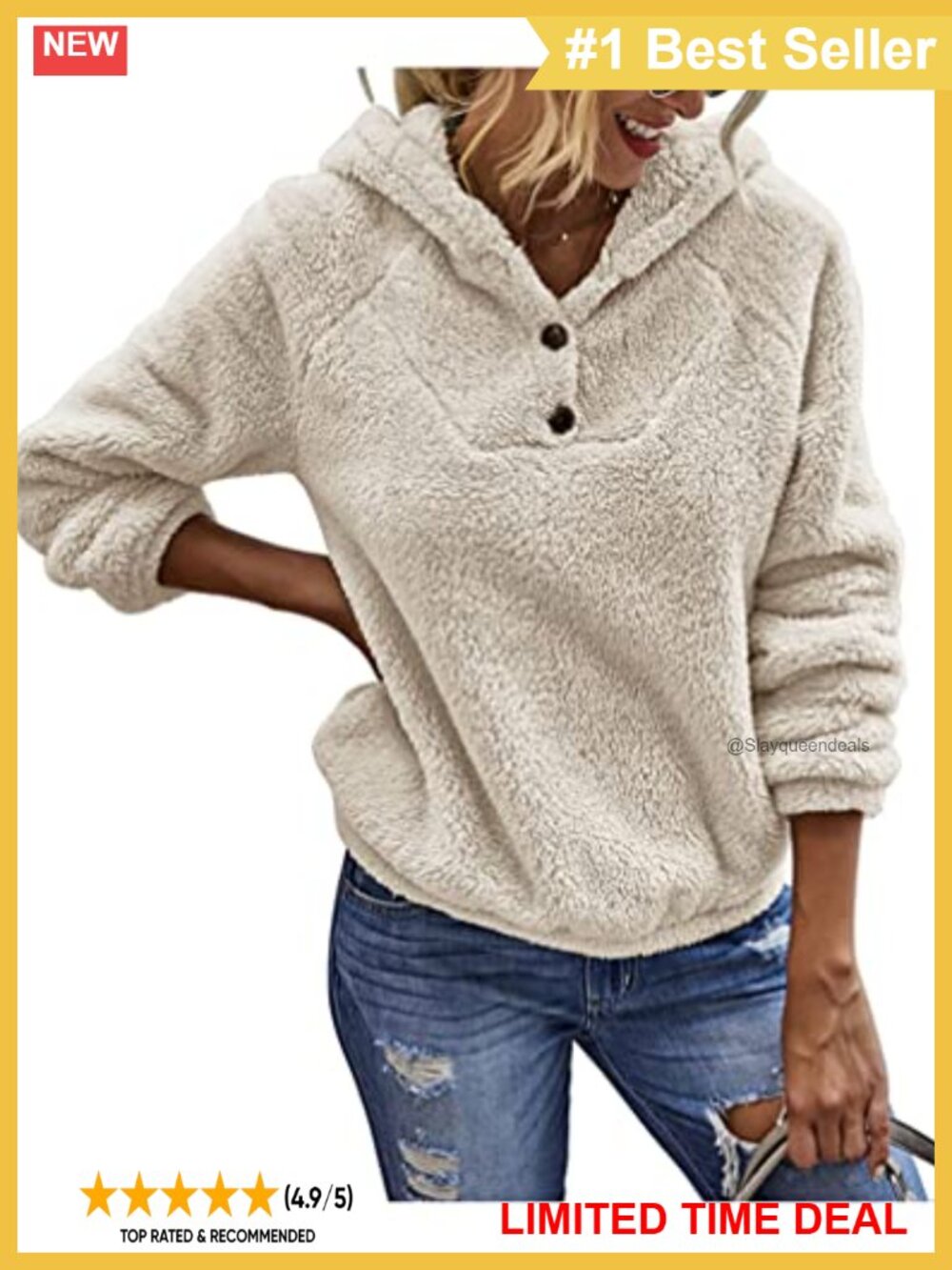 Sherpa Fleece Pullover Hoodie Fuzzy Warm Winter Sweatshirt Pockets